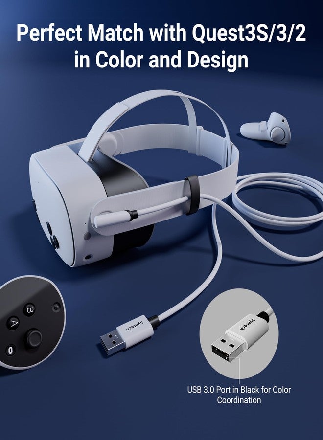 سينتيك كابل Syntech Link بطول 10 أقدام متوافق مع ملحقات Oculus/Meta Quest 3/Meta Quest 3S وQuest2/Pro/Pico 4/Ultra وأجهزة الكمبيوتر/SteamVR، لنقل بيانات عالي السرعة عبر الكمبيوتر، كابل USB 3.0 إلى USB-C لسماعات الواقع الافتراضي - Image 3